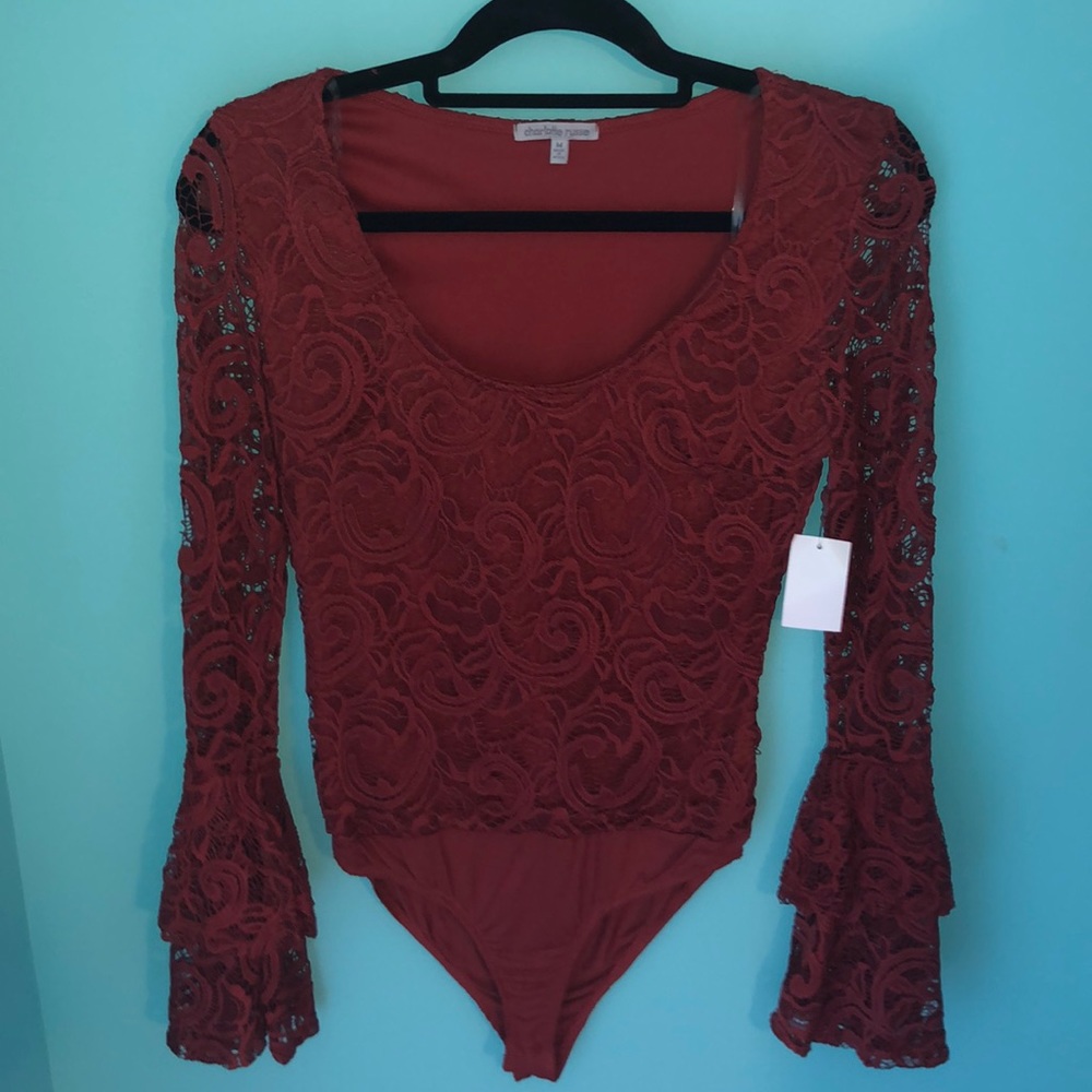 Rust Bell Sleeves Bodysuit
